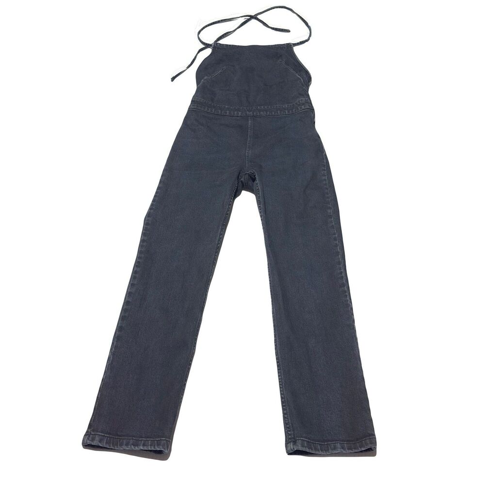 Free People Jean Jumpsuit Women’s 0 Dark Denim Halter Open Back Boho Festival